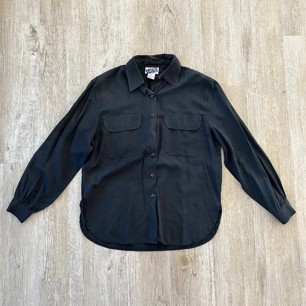 Womens Laura Tyler Vintage Black Button Up Top - M